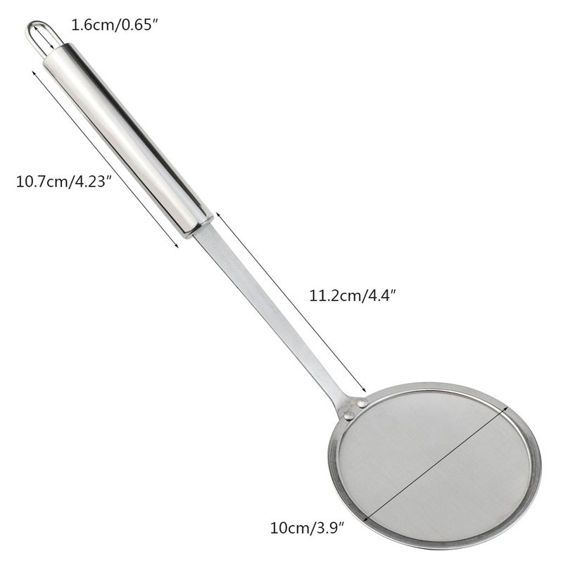 cnomg Stainless Steel Skimmer Strainer,Stainless Steel Fat Skimmer Spoon Fine Mesh Food Strainer for Grease, Gravy and Foam with Long Handle - Image 2